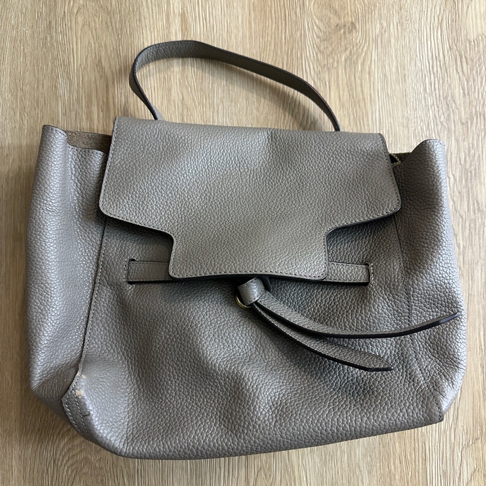 Annabel Ingall Taupe Leather Shoulder Bag